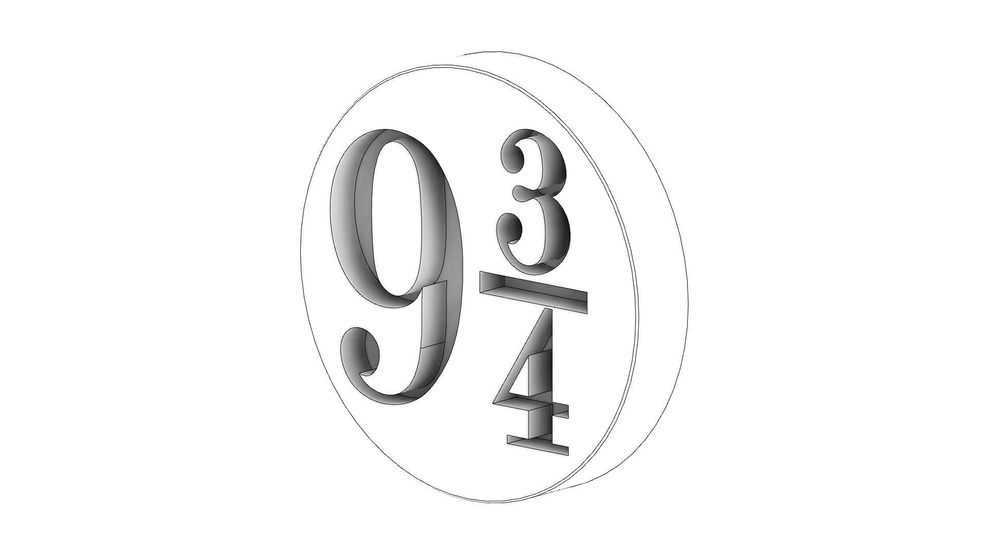 Harry Potter Binary 9 3 4 Sign 3D model 3D printable | CGTrader