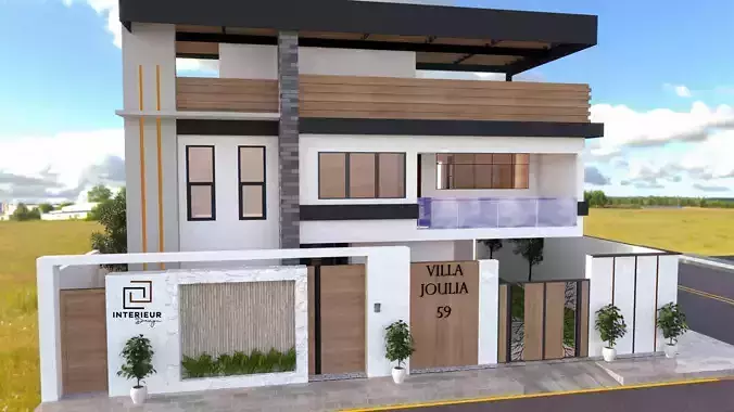 villa modern two story house 3D model