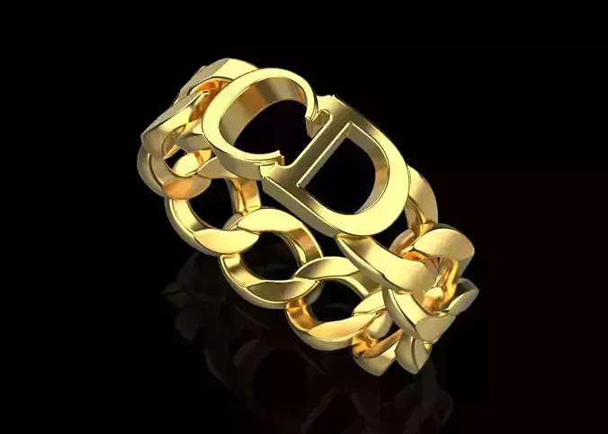 Dior gold ring size 20 3D print model