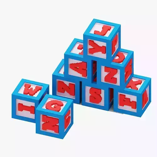 Voxel Alphabet Blocks Set Low-poly 3D model