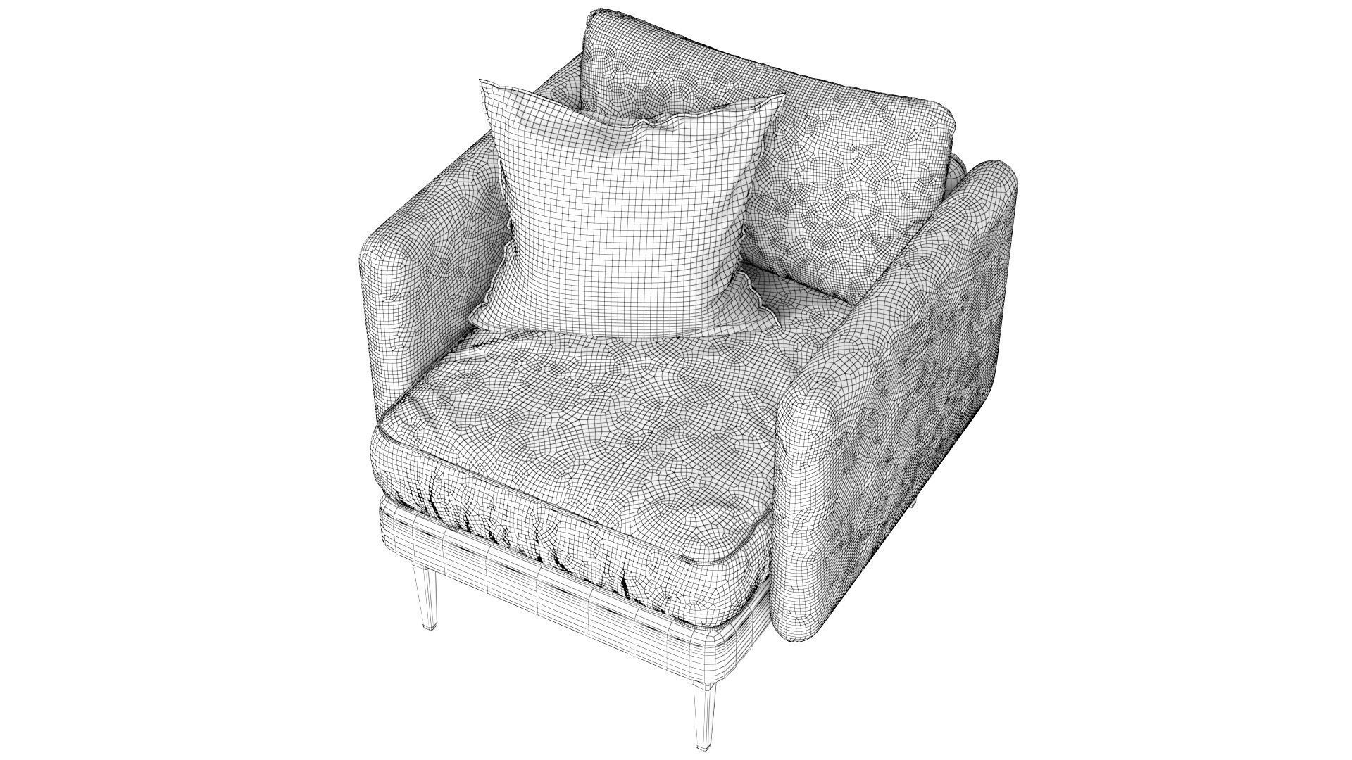 Auburn Armchair Low-poly 3D model_15