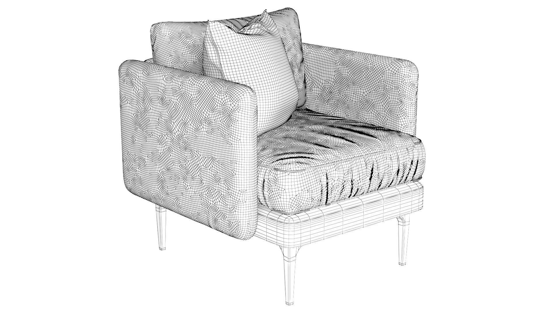 Auburn Armchair Low-poly 3D model_16