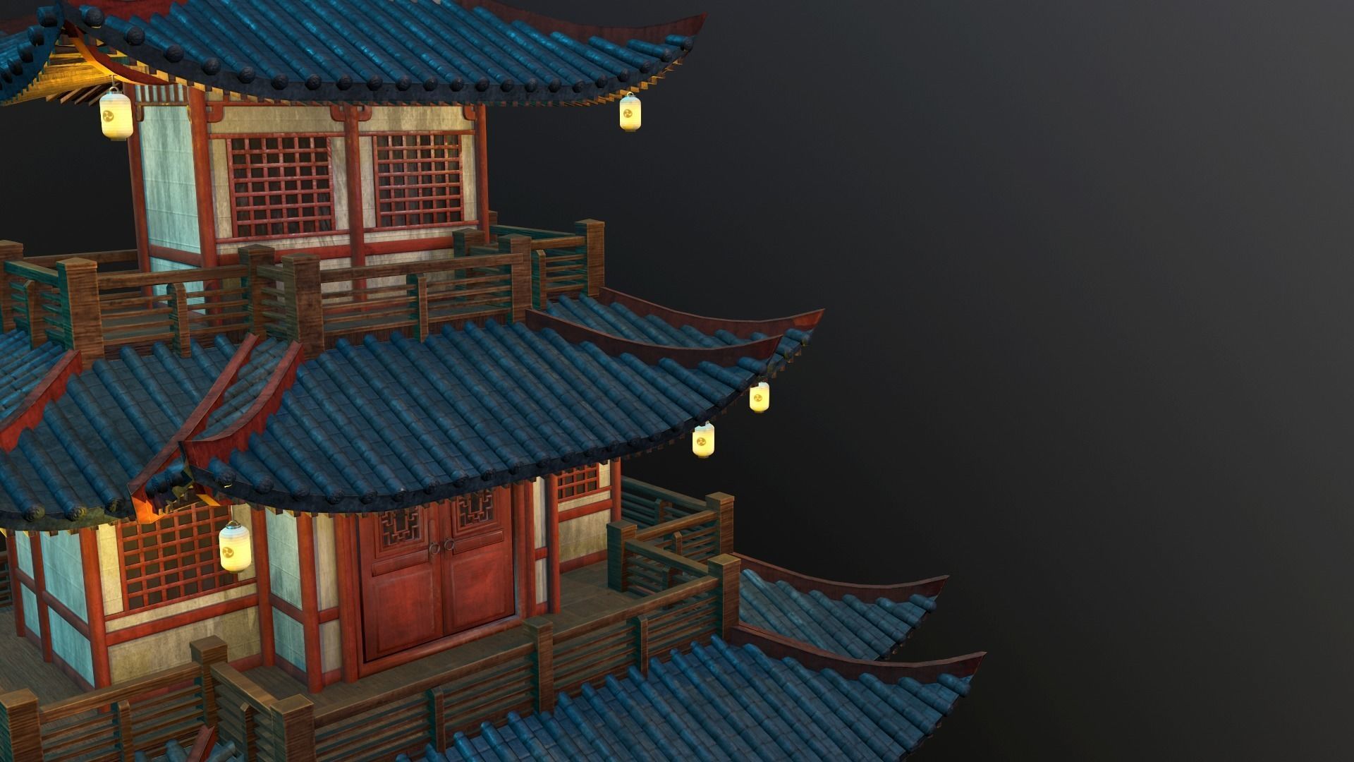  Asian Japanese and Chinese Realistic Building 3D model_18