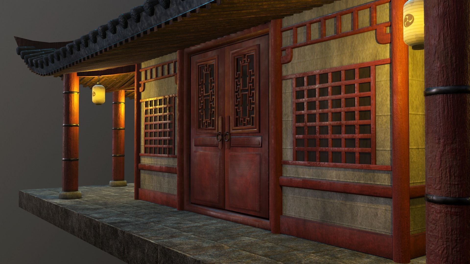  Asian Japanese and Chinese Realistic Building 3D model_13