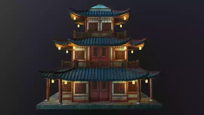 Asian Japanese and Chinese Realistic Building 3D model