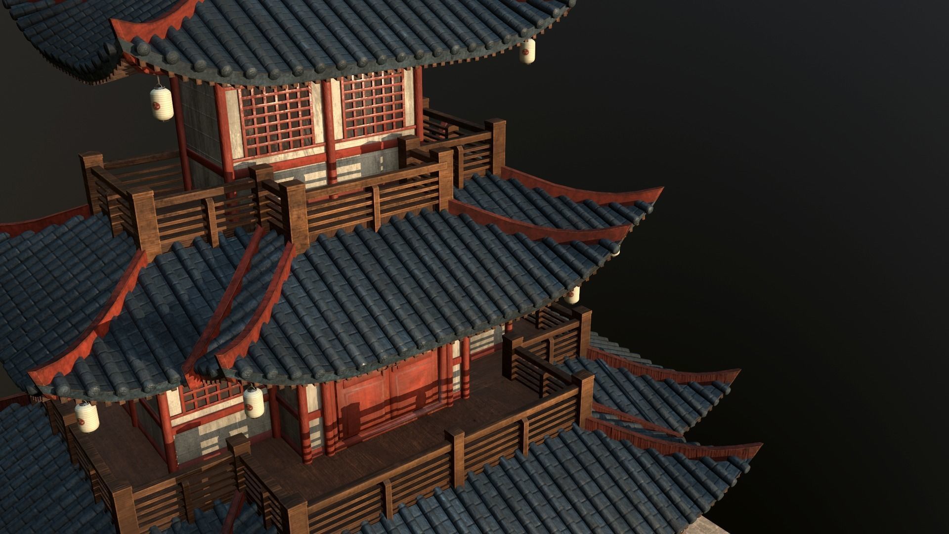  Asian Japanese and Chinese Realistic Building 3D model_46