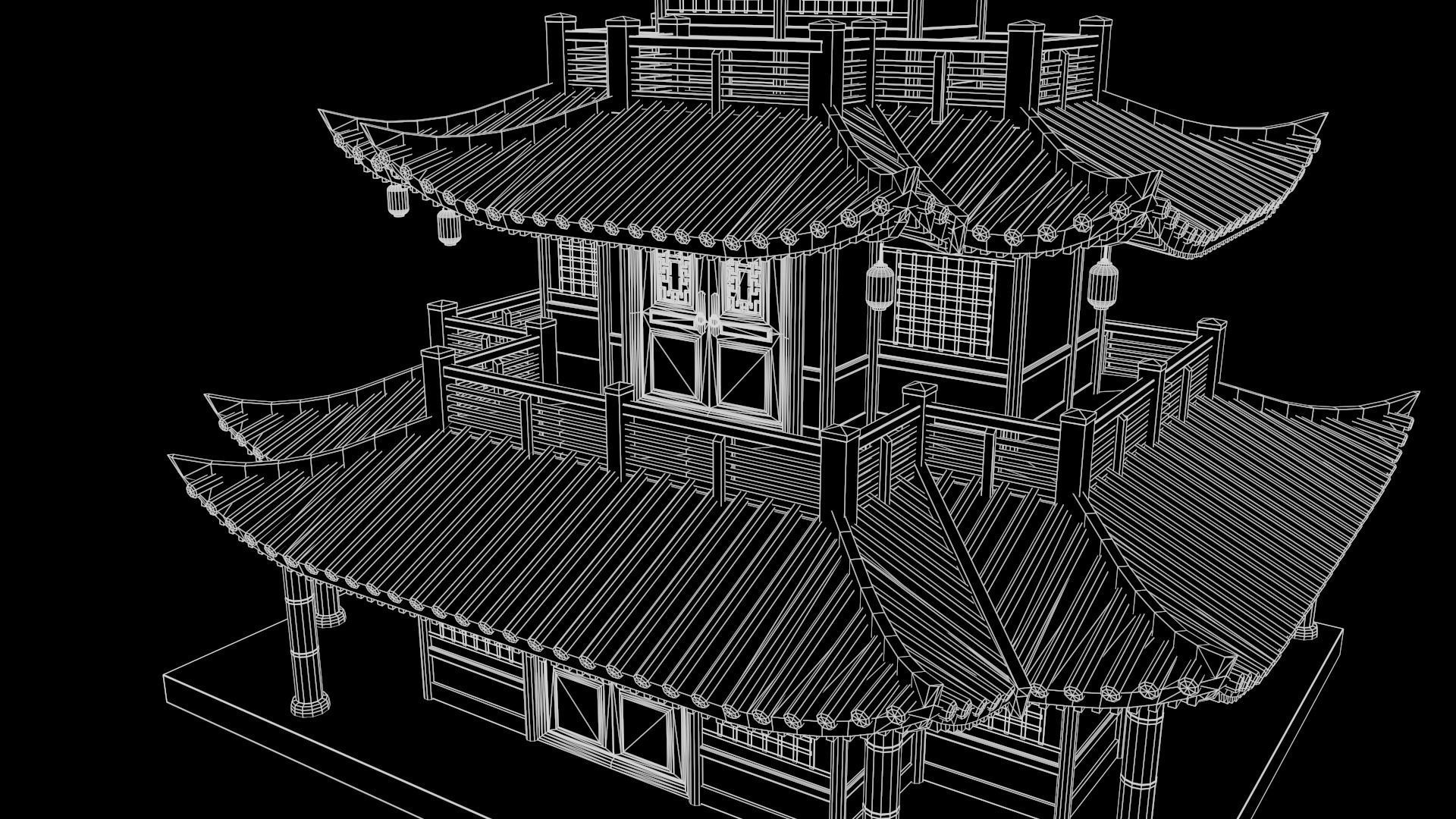  Asian Japanese and Chinese Realistic Building 3D model_60