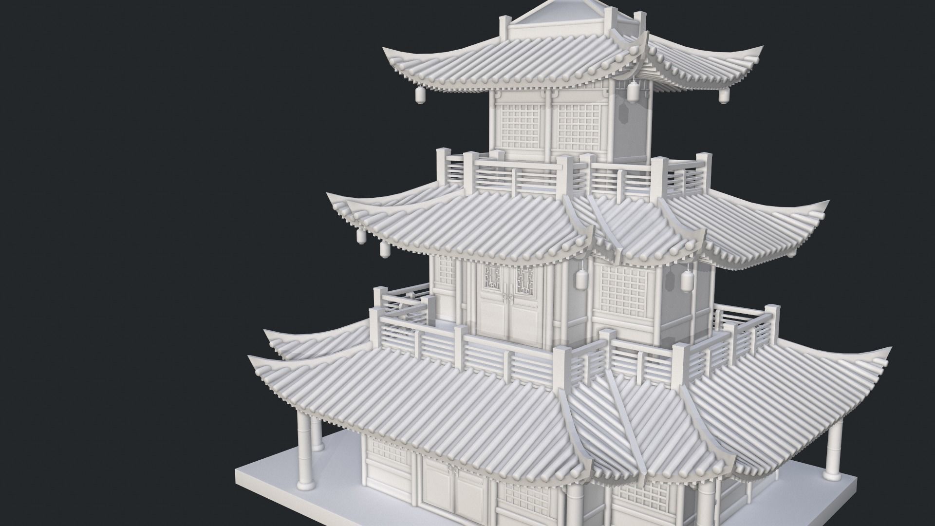  Asian Japanese and Chinese Realistic Building 3D model_54