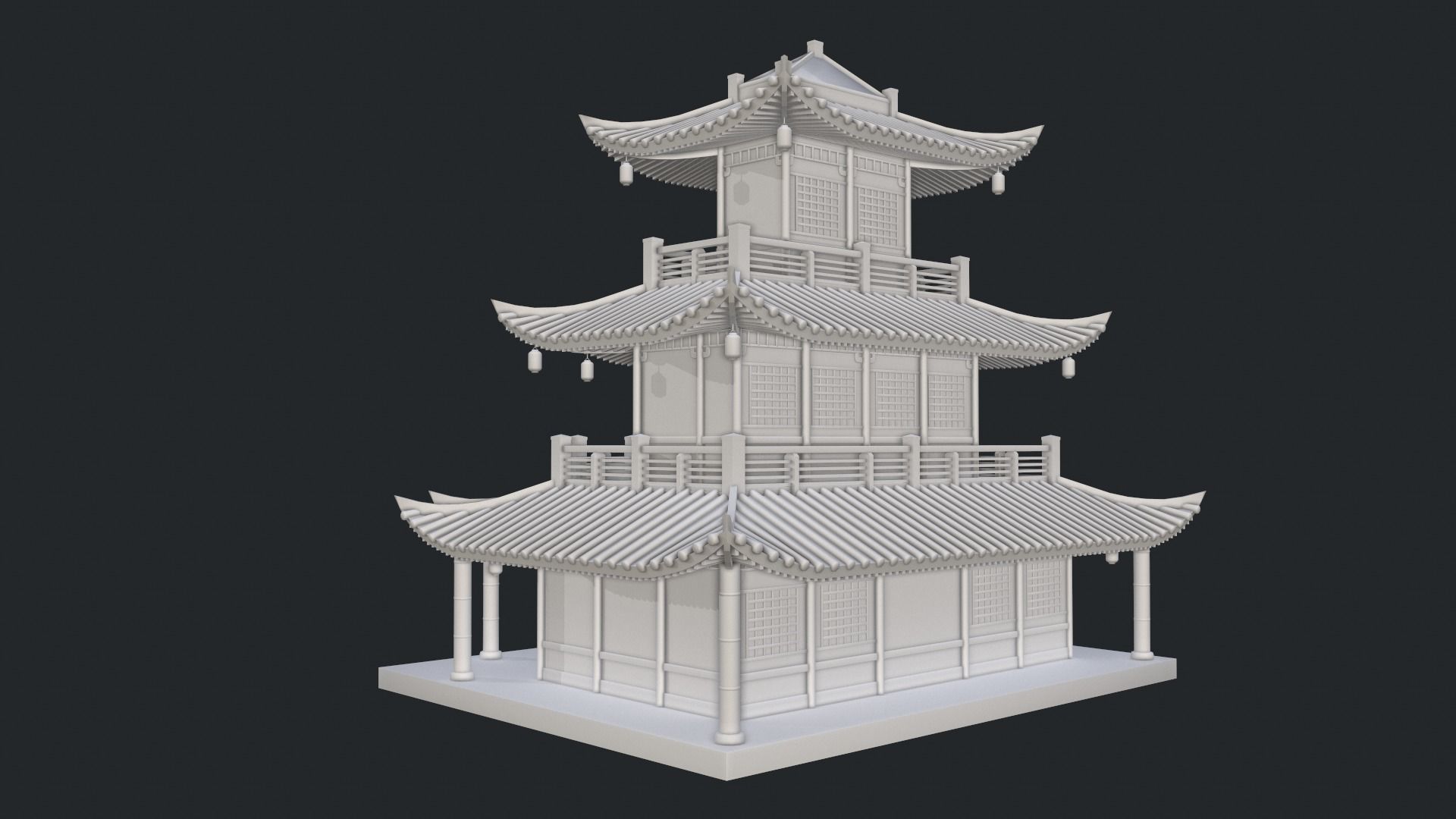  Asian Japanese and Chinese Realistic Building 3D model_51