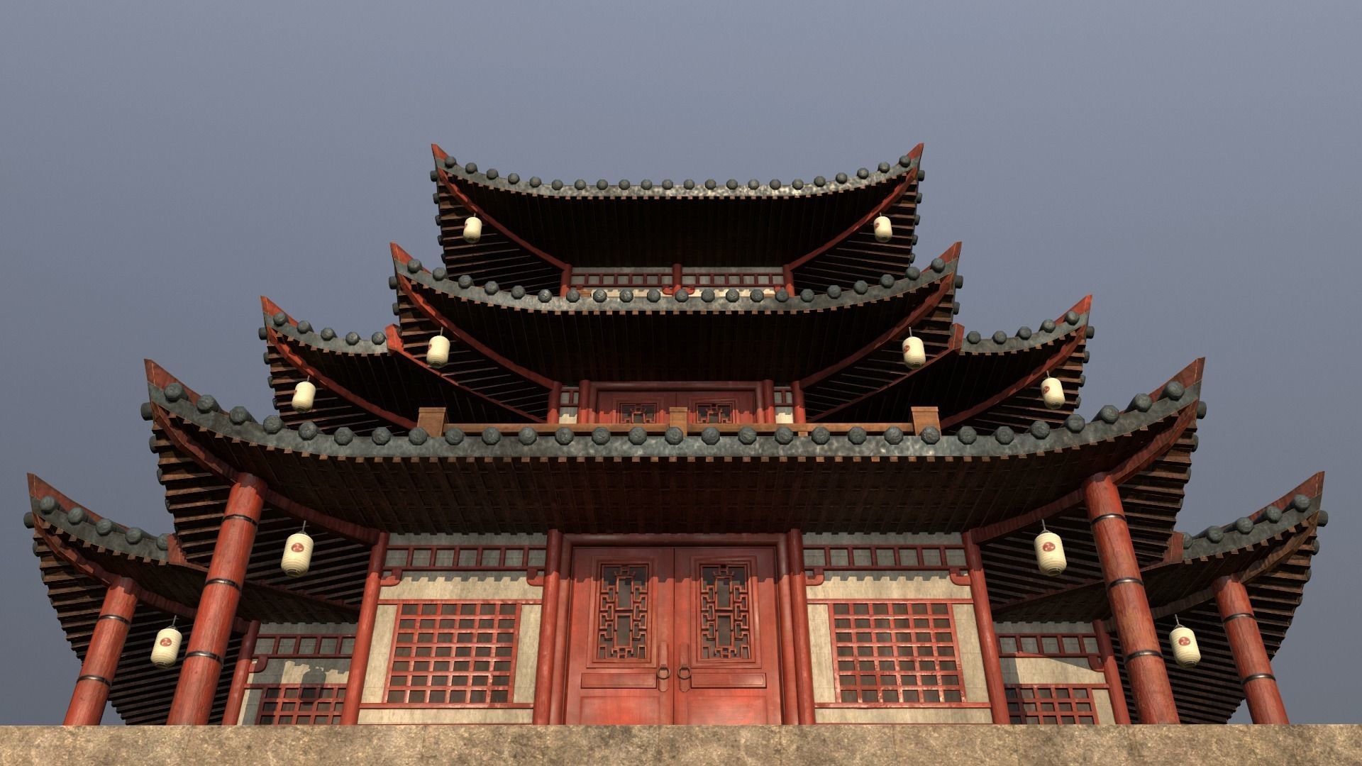  Asian Japanese and Chinese Realistic Building 3D model_43