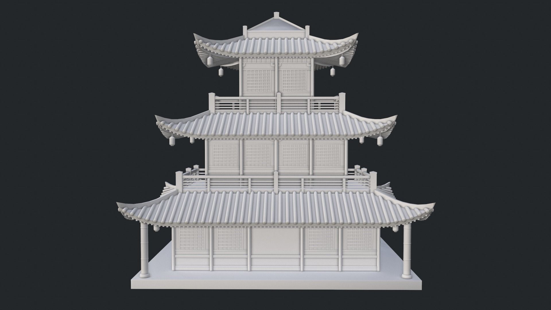  Asian Japanese and Chinese Realistic Building 3D model_53