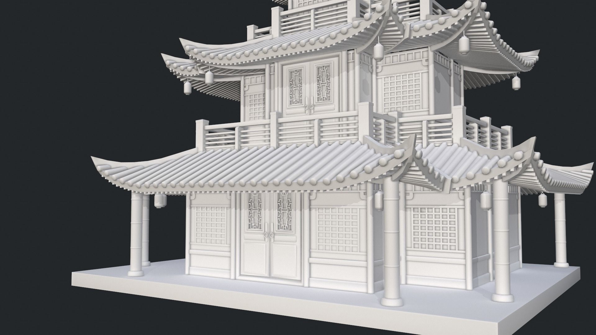  Asian Japanese and Chinese Realistic Building 3D model_50
