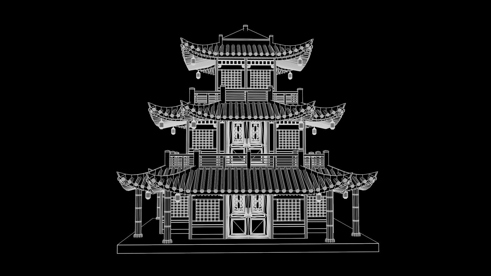  Asian Japanese and Chinese Realistic Building 3D model_56