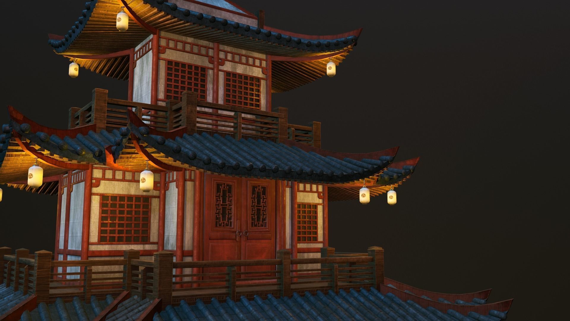  Asian Japanese and Chinese Realistic Building 3D model_21