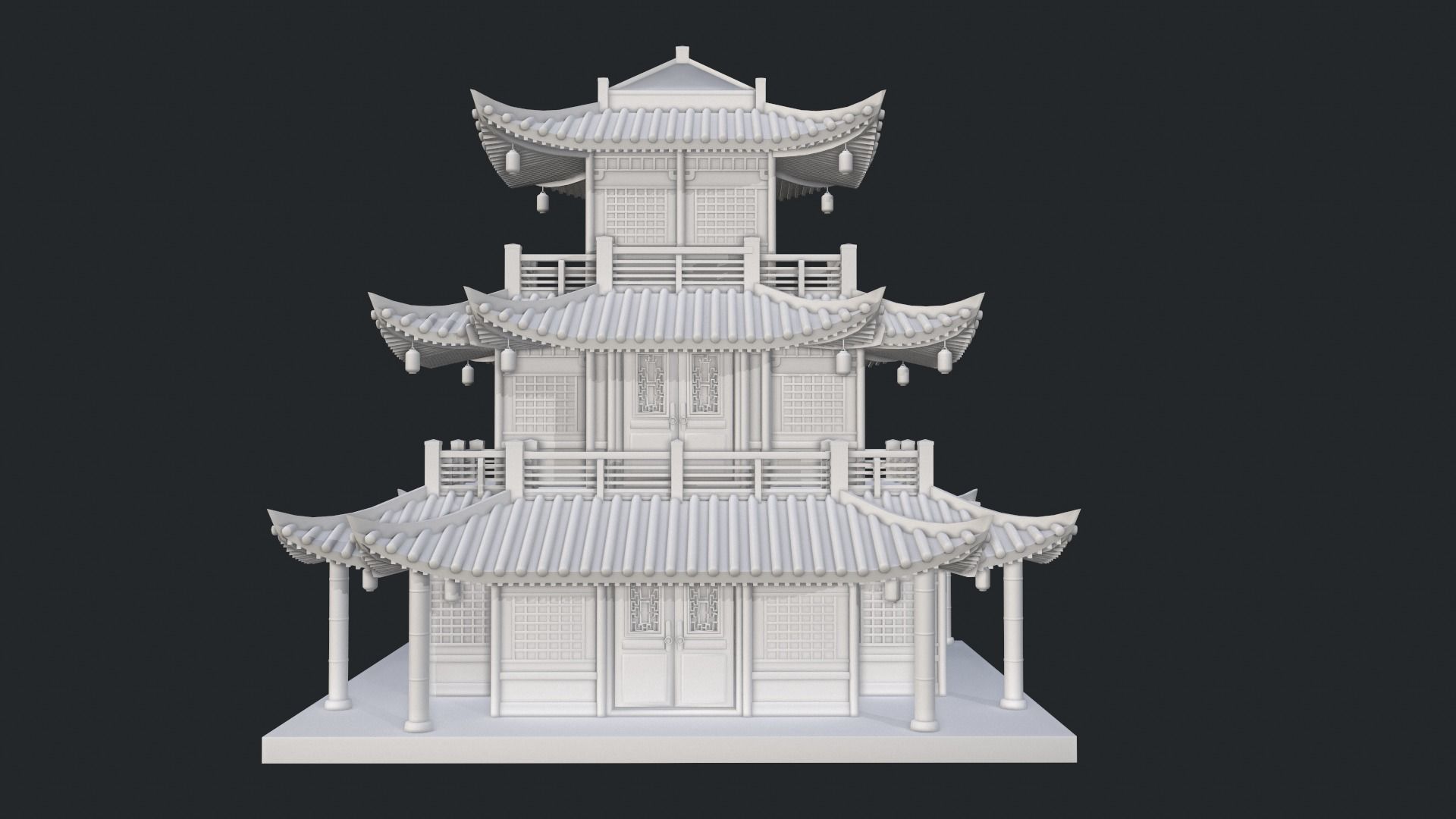  Asian Japanese and Chinese Realistic Building 3D model_49