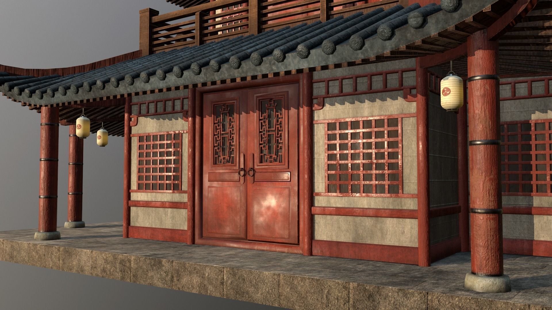 Asian Japanese and Chinese Realistic Building 3D model_32