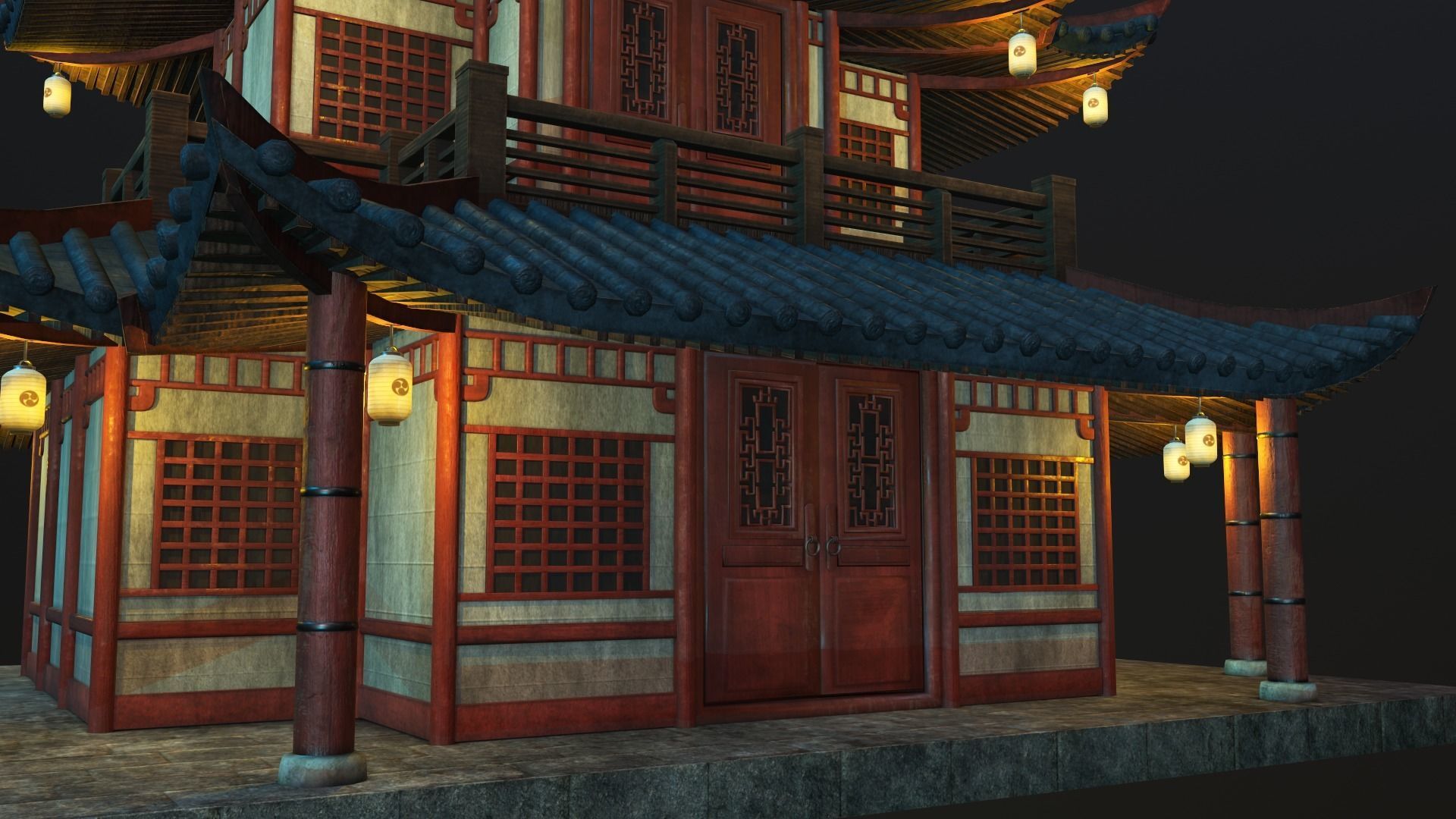  Asian Japanese and Chinese Realistic Building 3D model_6