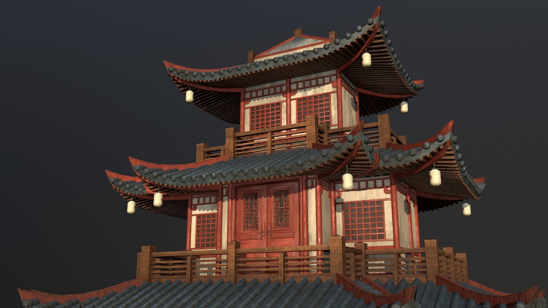  Asian Japanese and Chinese Realistic Building 3D model_45