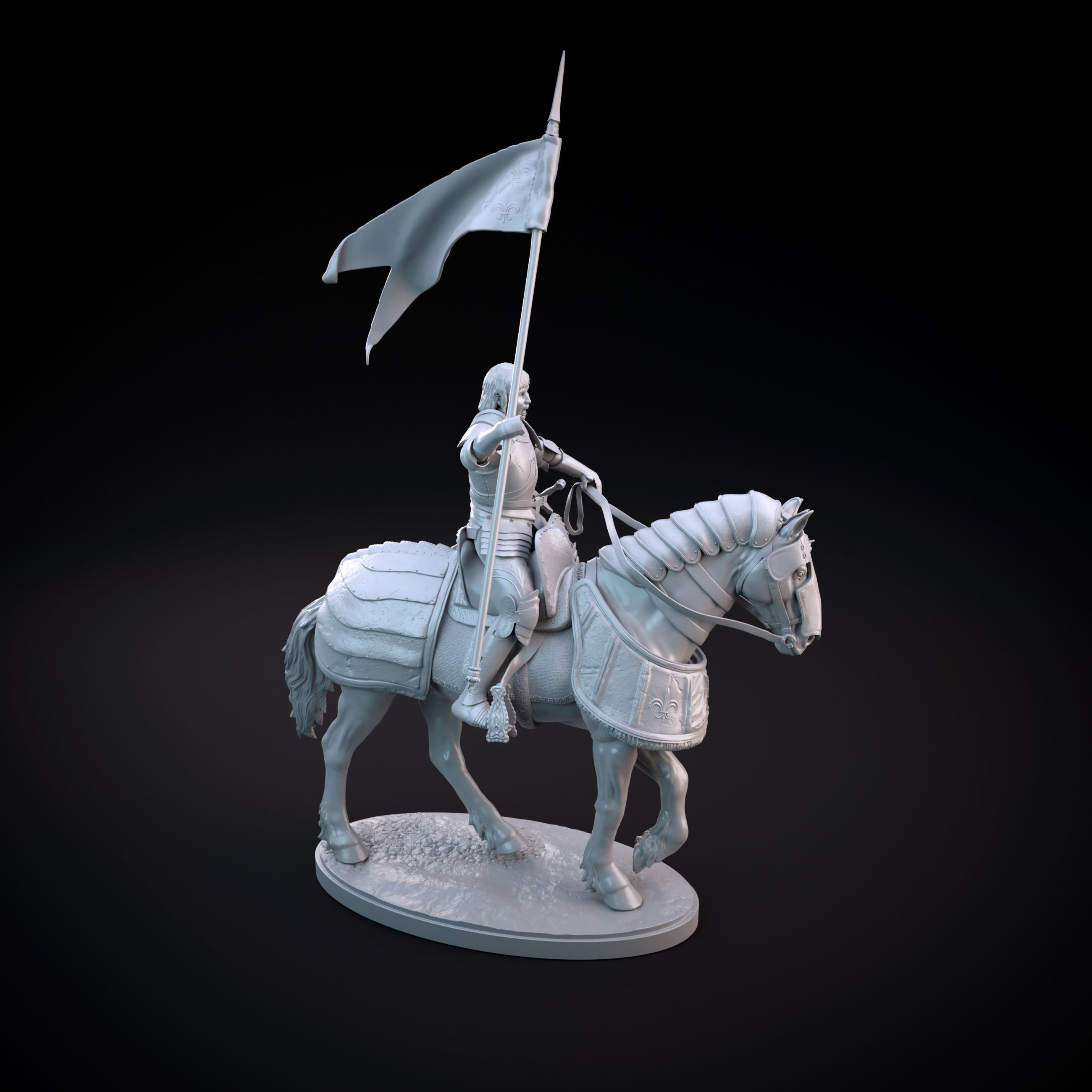 Joan of Arc intended for 3D printing - pre supported 3D print model_8