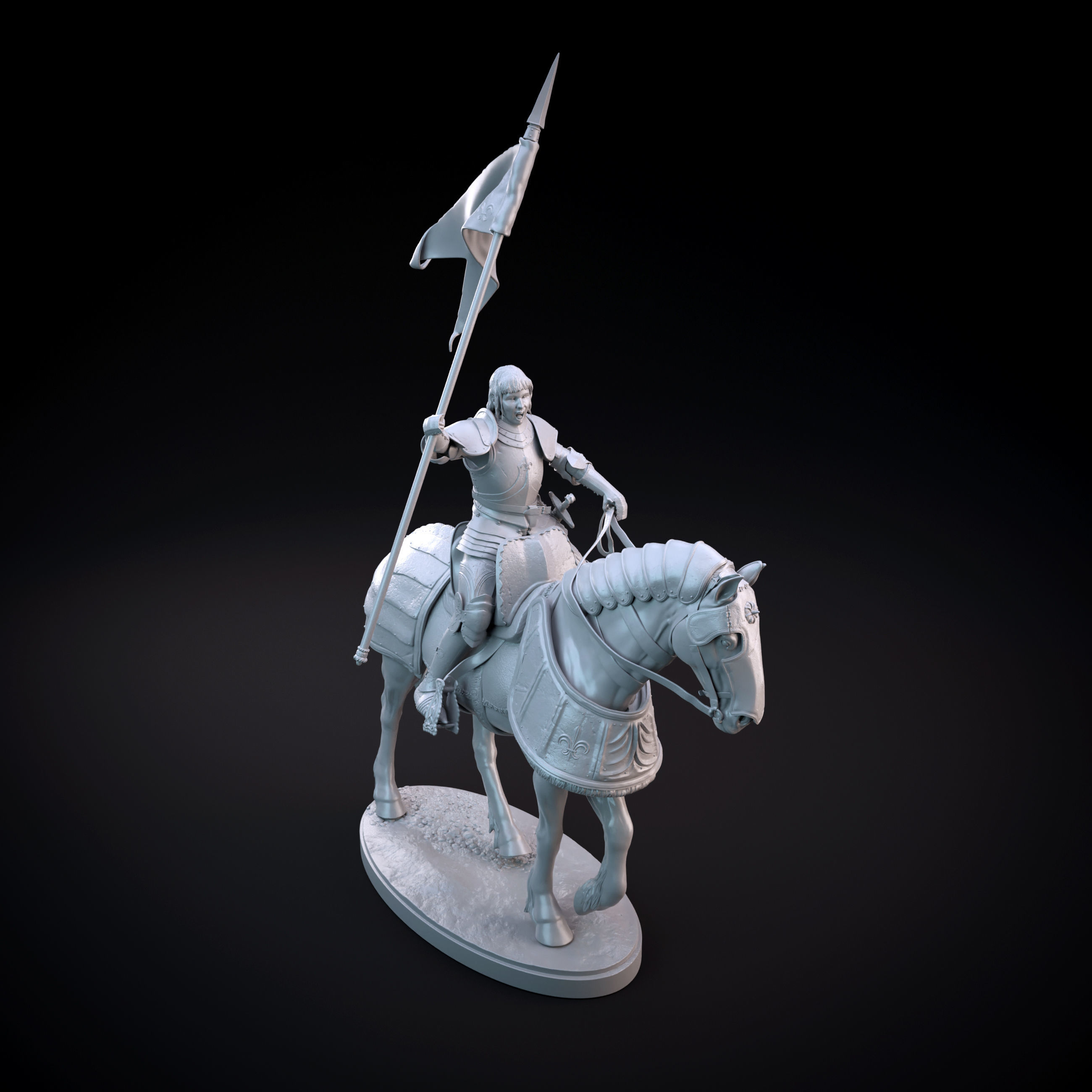 Joan of Arc intended for 3D printing - pre supported 3D print model_7