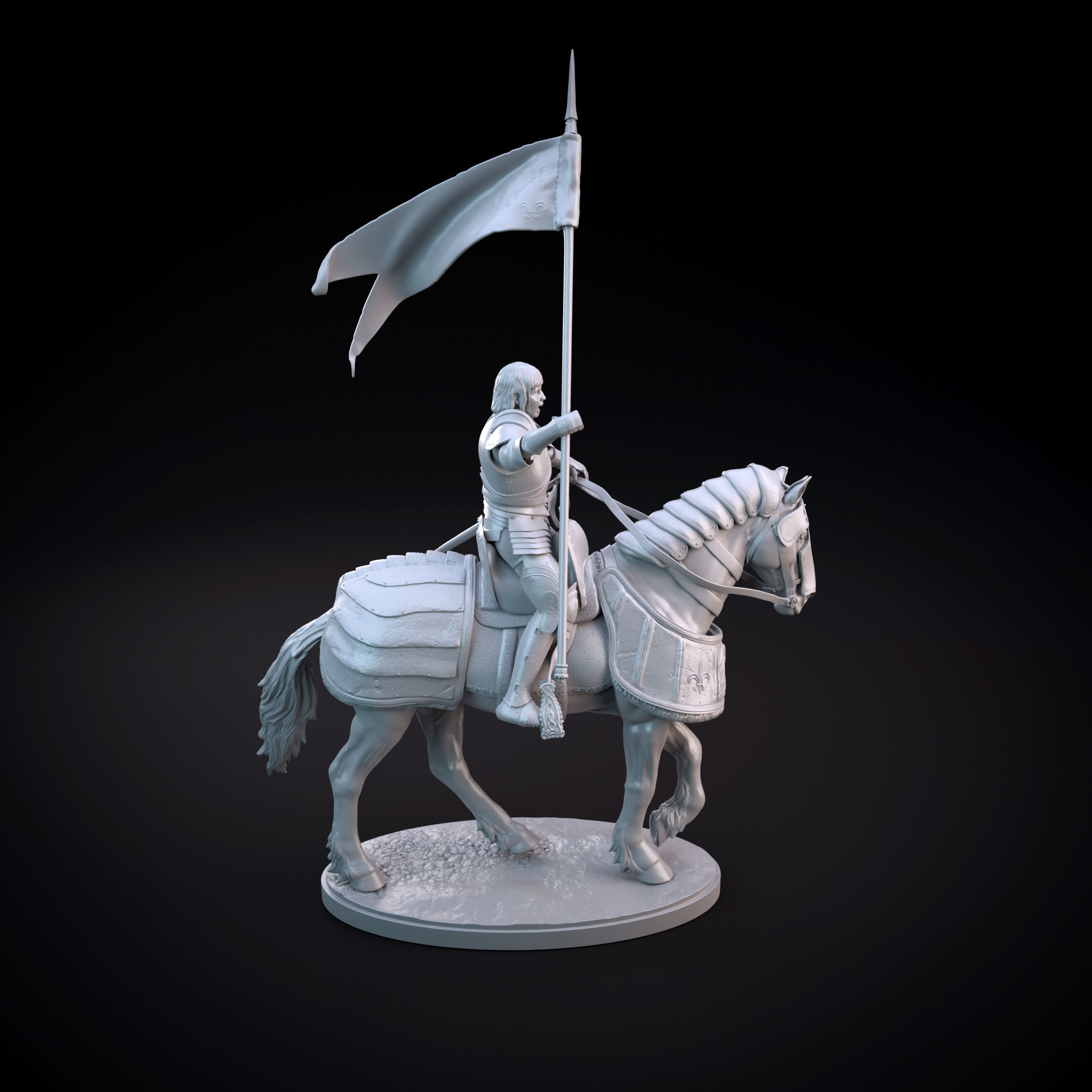 Joan of Arc intended for 3D printing - pre supported 3D print model_9