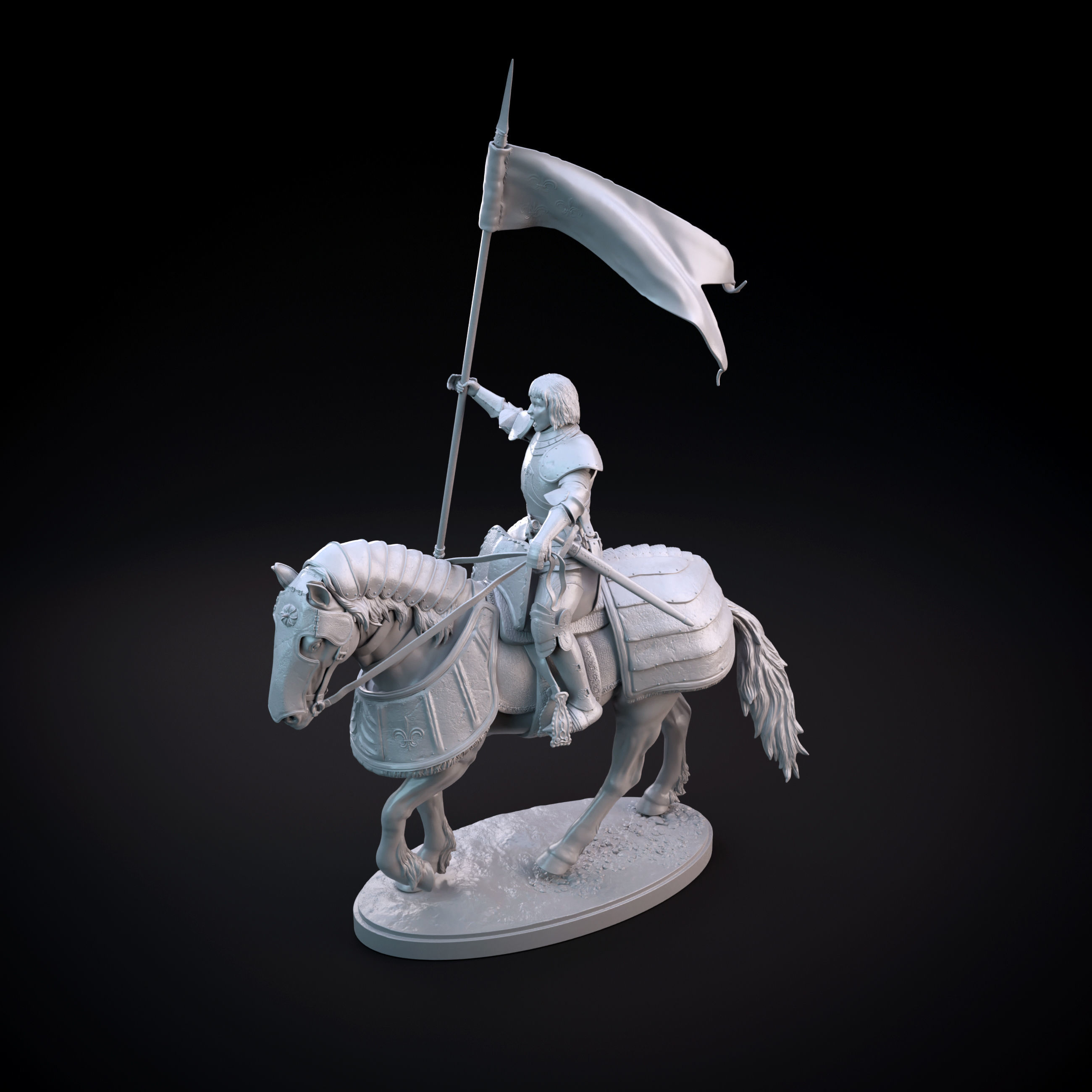 Joan of Arc intended for 3D printing - pre supported 3D print model_5