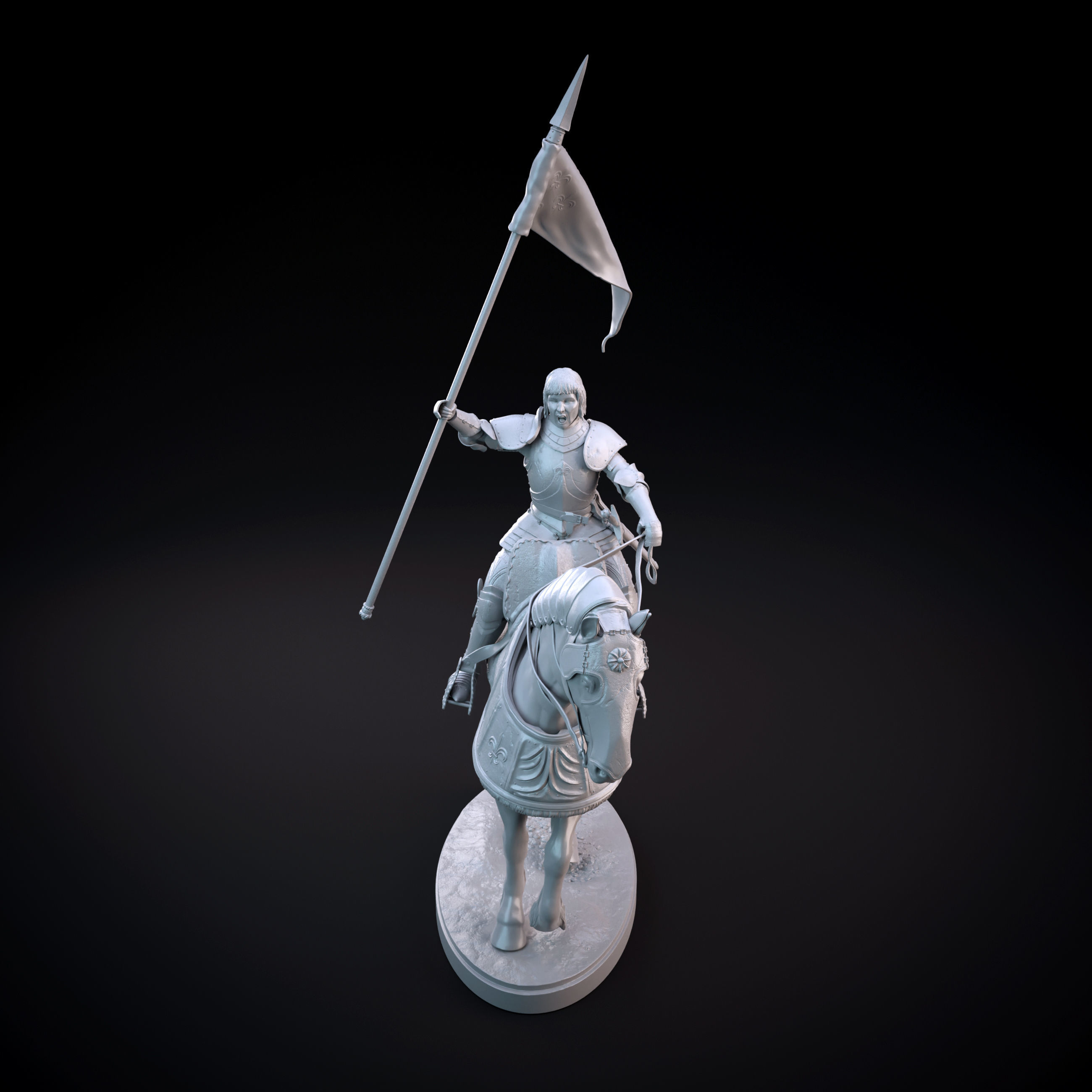 Joan of Arc intended for 3D printing - pre supported 3D print model_6
