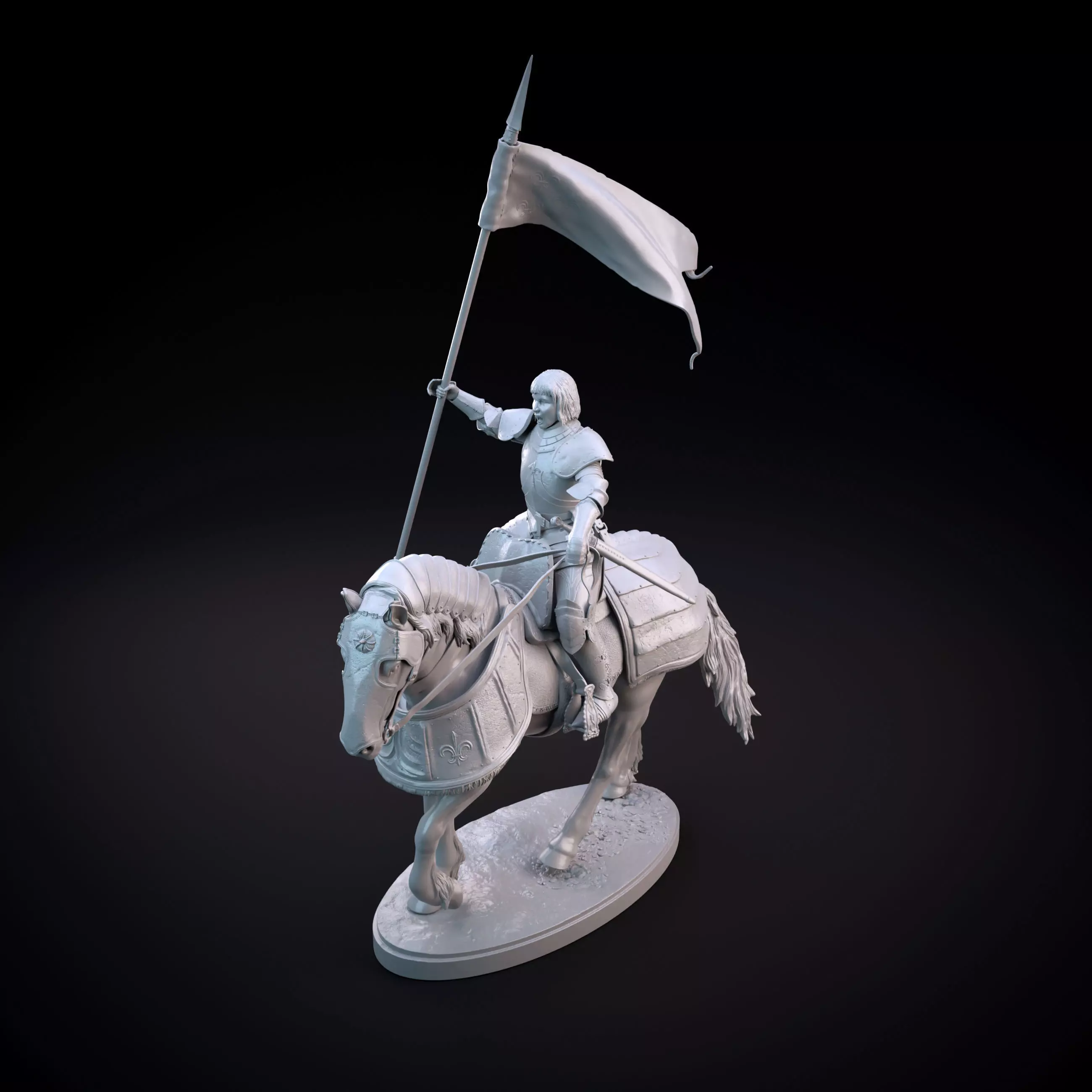 Joan of Arc intended for 3D printing - pre supported 3D print model_0