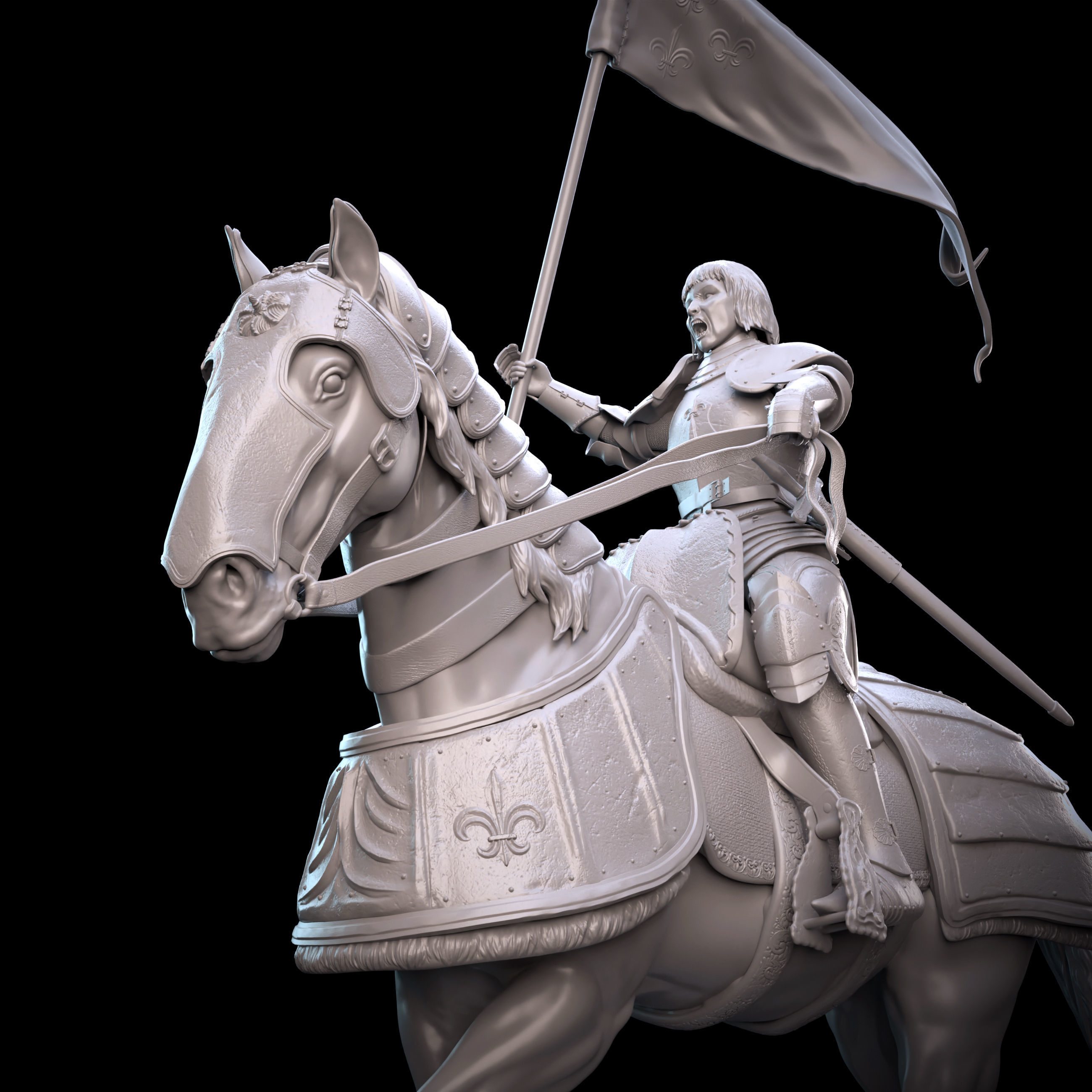 Joan of Arc intended for 3D printing - pre supported 3D print model_4