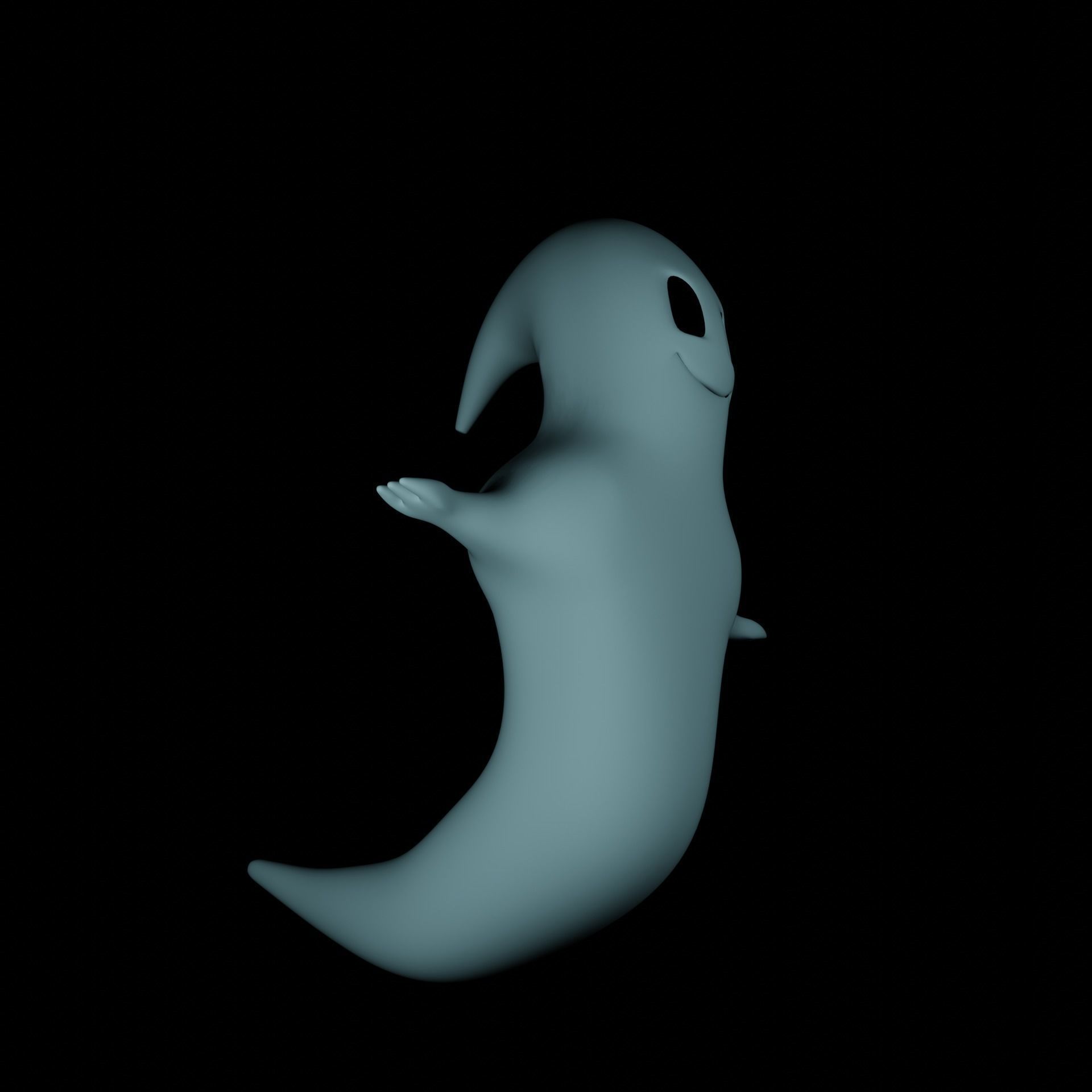 Ghost Rigged with Animation Low-poly 3D model_10