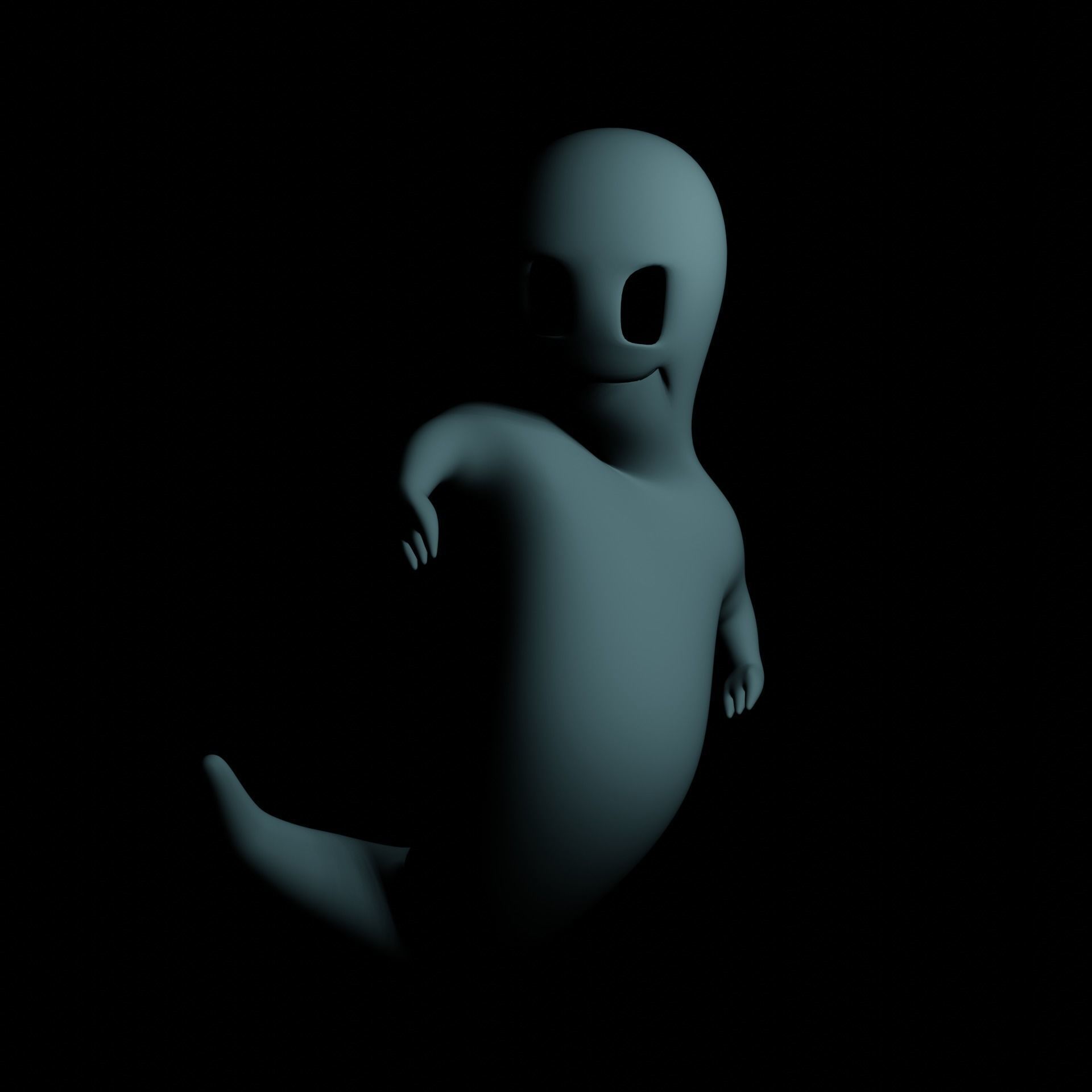 Ghost Rigged with Animation Low-poly 3D model_9