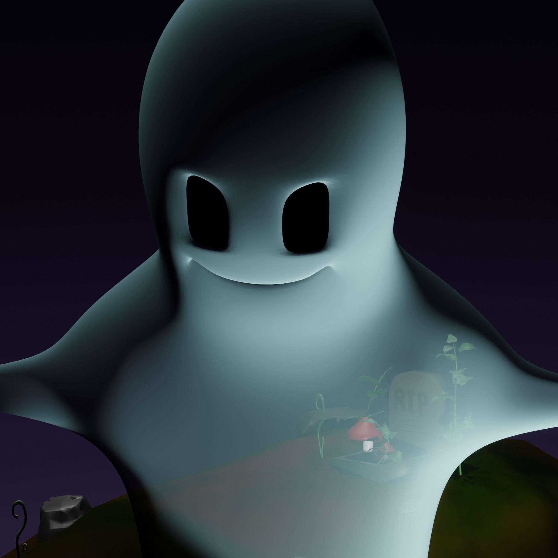Ghost Rigged with Animation Low-poly 3D model_2