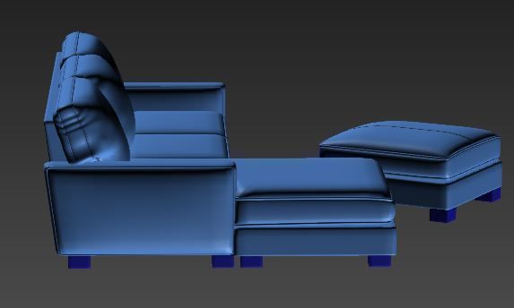 Sofa with chaise lounge Low-poly 3D model_4