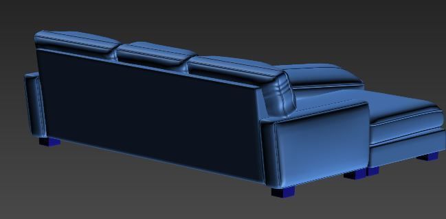 Sofa with chaise lounge Low-poly 3D model_5