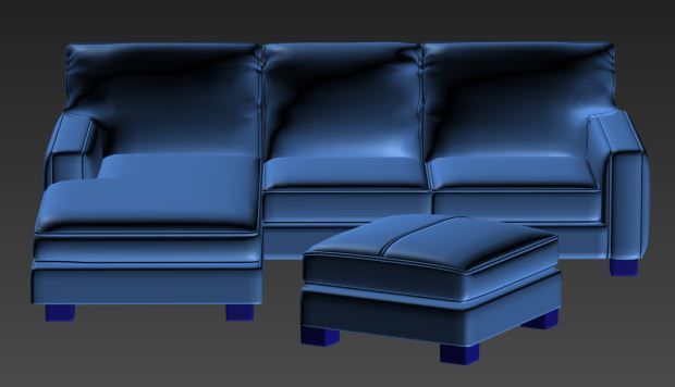 Sofa with chaise lounge Low-poly 3D model_12