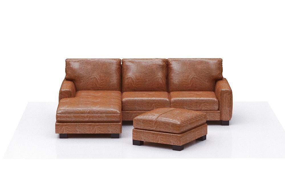 Sofa with chaise lounge Low-poly 3D model_1