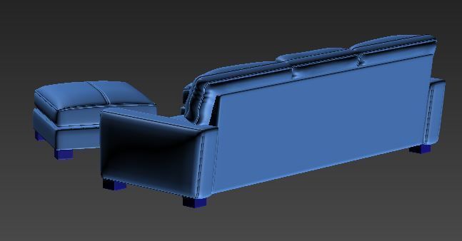 Sofa with chaise lounge Low-poly 3D model_7