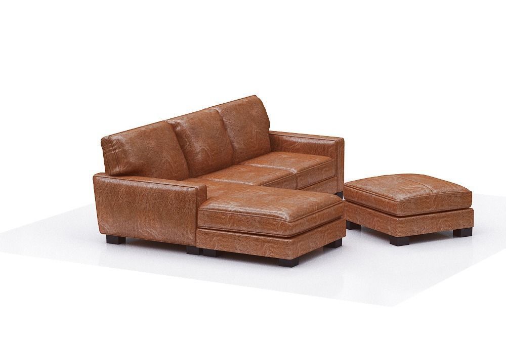 Sofa with chaise lounge Low-poly 3D model_9