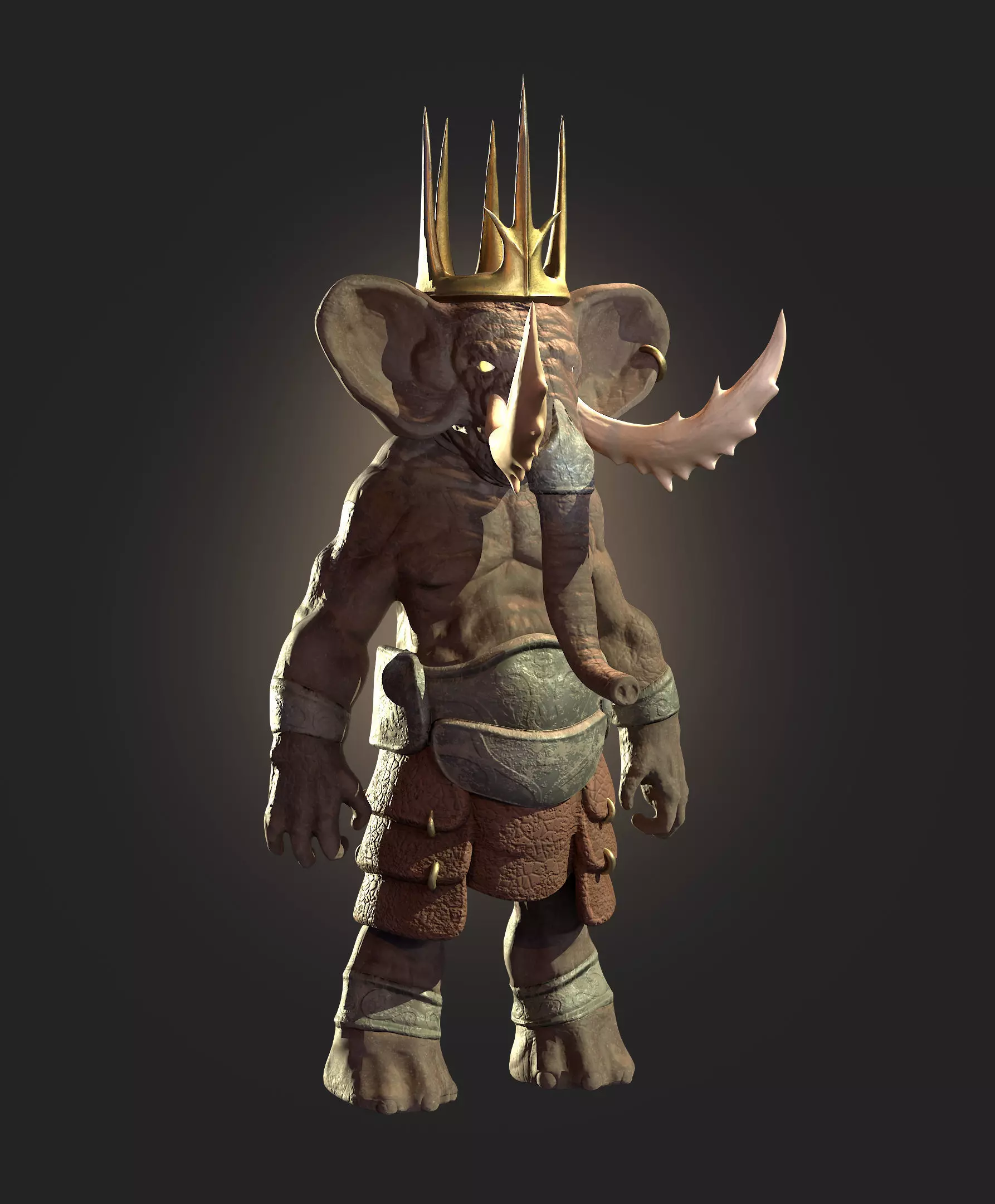 Elephant Creature Low-poly 3D model_0