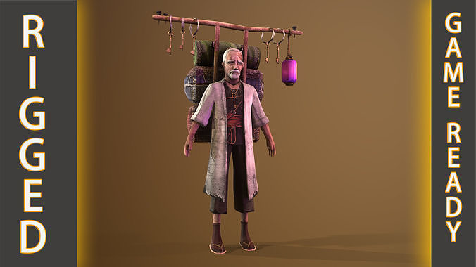 Old Merchant PBR Rigged 3dcharacter 3D model