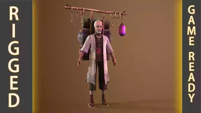 Old Merchant PBR Rigged 3dcharacter