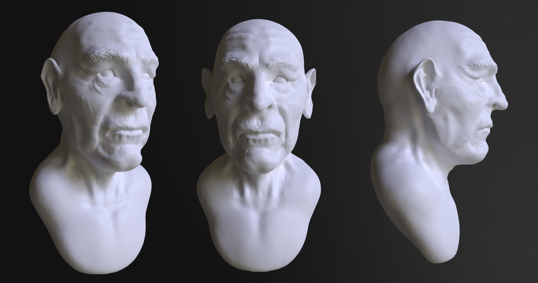 Old Man Bust  3d Model  3D model_1