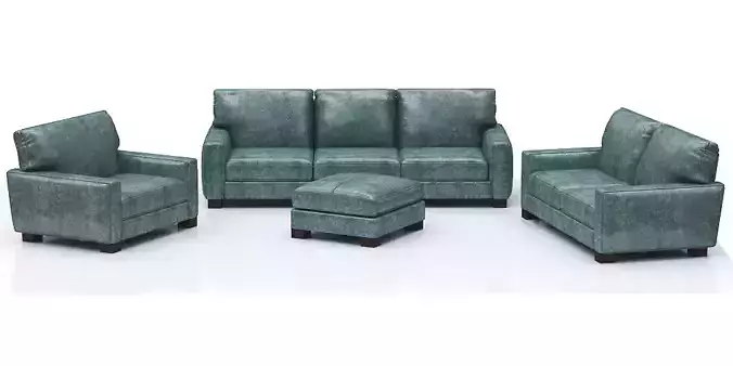 sofa set seater in teal Low-poly 3D model
