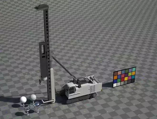 Pile Driver Piling Rig - Rigged Model