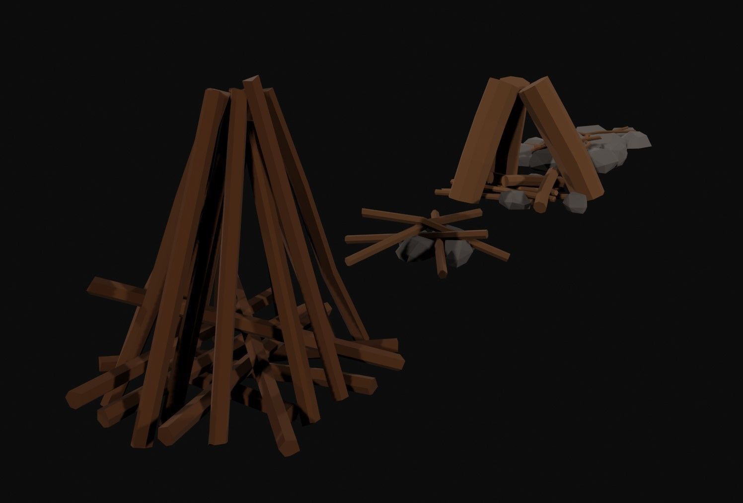 Survival Fires Pack Low Poly Low-poly 3D model_3