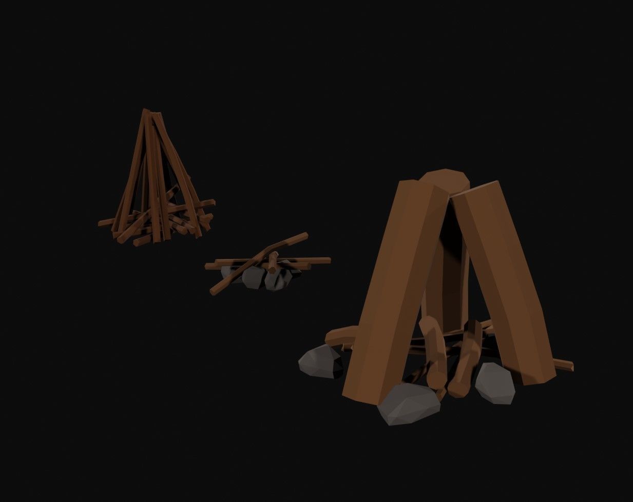 Survival Fires Pack Low Poly Low-poly 3D model_7