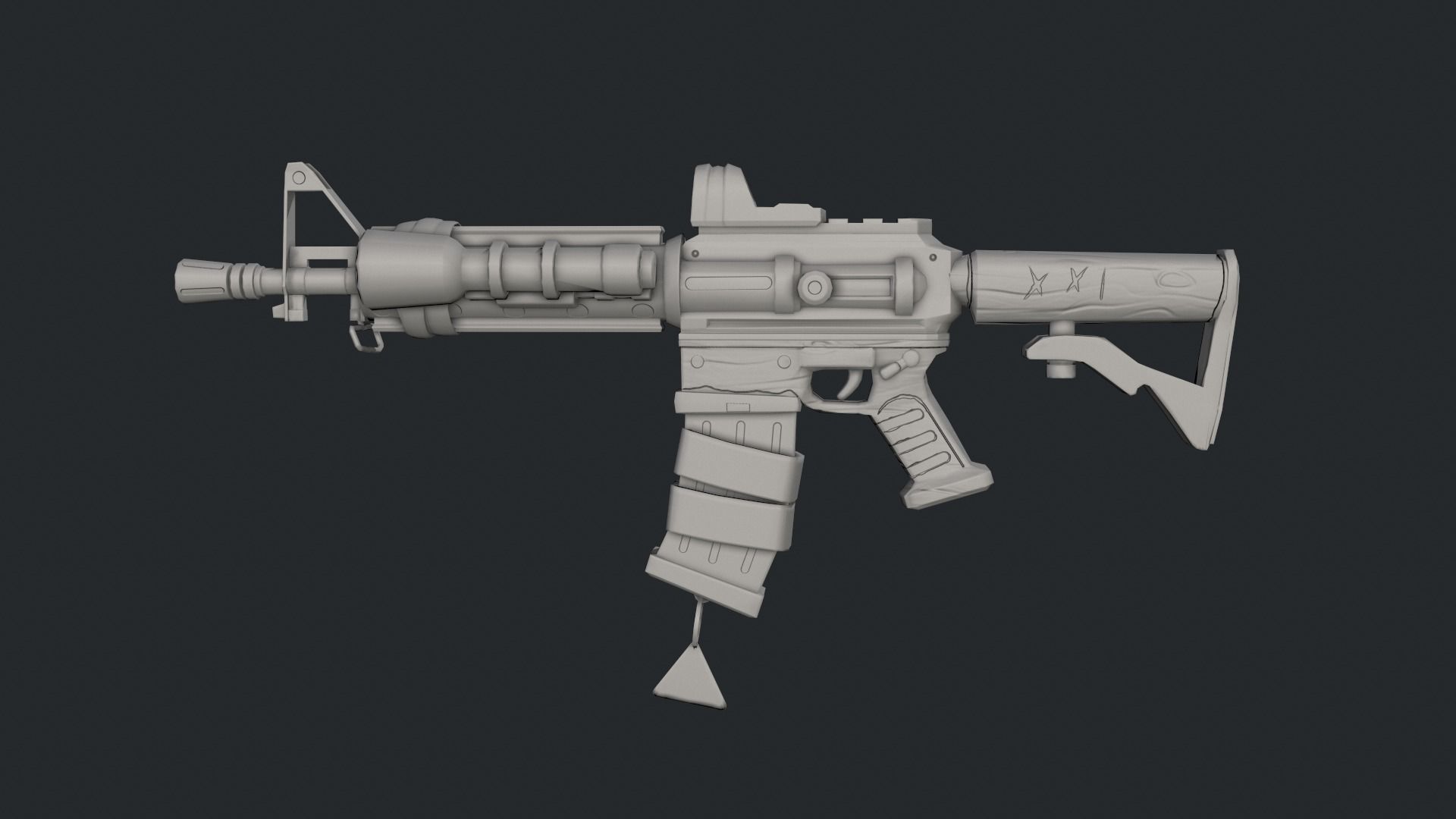 Stylized M4 carbine Weapon Low-poly 3D model_24