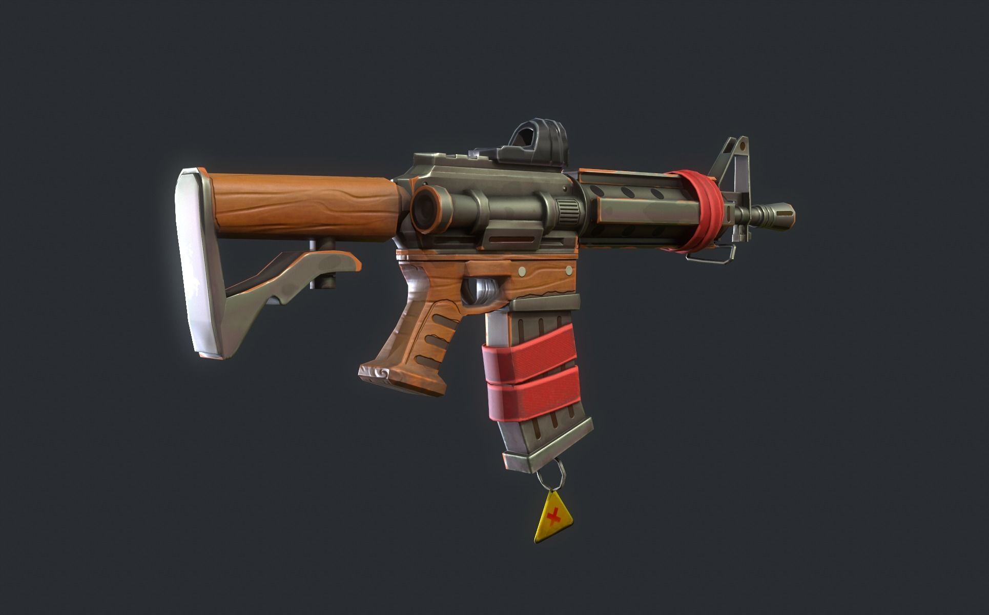 Stylized M4 carbine Weapon Low-poly 3D model_5