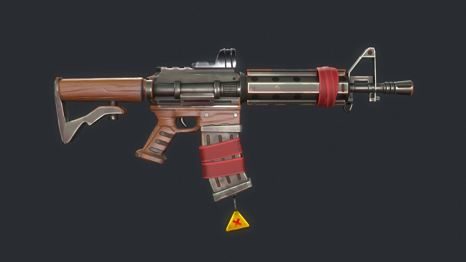 Stylized M4 carbine Weapon Low-poly 3D model_10