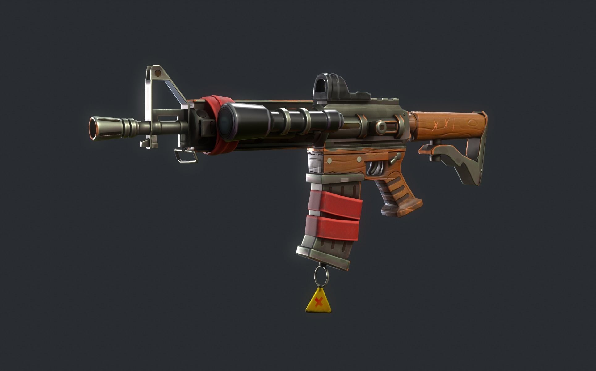 Stylized M4 carbine Weapon Low-poly 3D model_8